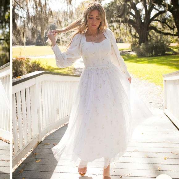 IVY CITY co. Florence dress in off white floral XXS - Picture 1 of 16